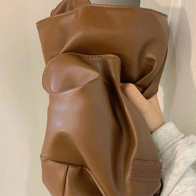 Soft leather tote bag Large capacity brown bucket bag Versatile commuting shoulder bag for women eprolo
