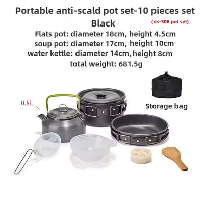 1-3 Person Camping Cookware Set: Light, Portable Pot & Pan in Carrying Bag, Ideal for Outdoor Trips eprolo