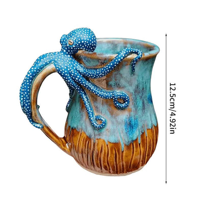 Handmade Deep Blue Octopus Mug. For Hot & Cold Drinks eprolo