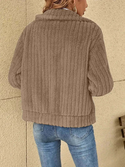 Plush Zip Up Long Sleeve Jacket eprolo