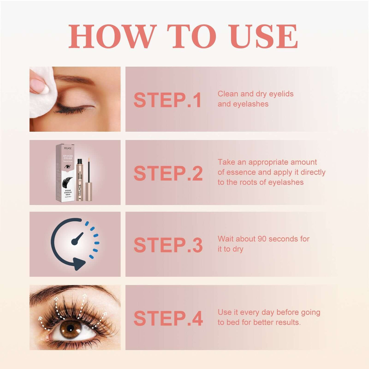 Mascara Natural Seamless Curl Length, Jet Black, Thick, Beautiful Lash Moisturizing Condition eprolo