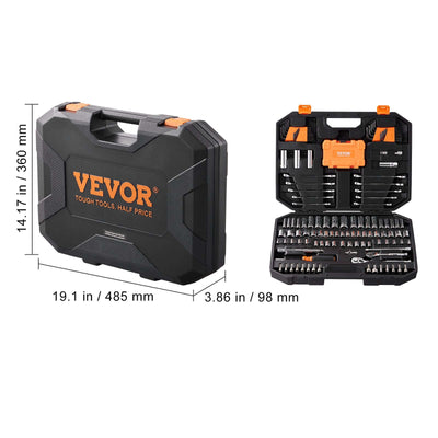 VEVOR 145-piece mechanics tool and socket set with SAE and metric sizes