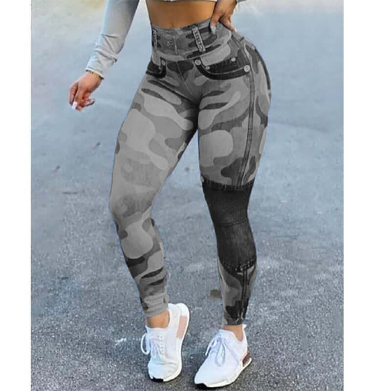 Women's quick-drying skinny yoga pants in denim style