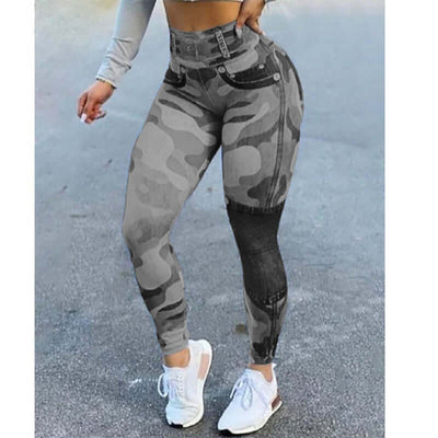 Women's quick-drying skinny yoga pants in denim style