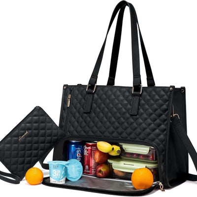 Convenient Commute New Lunch Bag Women's Insulated Lunch Box Women's Leak-proof Large Purse Diagonal Computer Storage eprolo