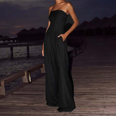 Loose Tube-top Jumpsuit Ins Fashion Backless Wide Leg Long Pants Overalls Women's Clothing eprolo