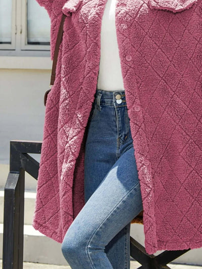 Texture Button Up Dropped Shoulder Coat eprolo
