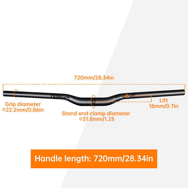 TOSEEK Carbon Fiber MTB Handlebar, 31.8mm, One-piece, Swallow-shaped - Ideal for Mountain Bikes eprolo