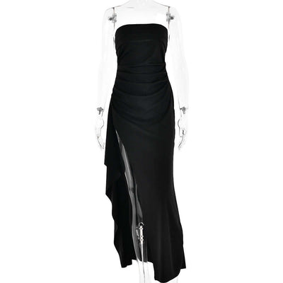 Strapless Split Long Dress Summer Fashion Pleated Bridesmaid Dress For Womens Party Wedding Clothing eprolo
