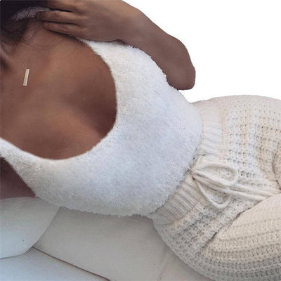 3pcs Womens Clothing Long Sleeve Crop Tank Top And Drawstring Shorts Pajama Set eprolo
