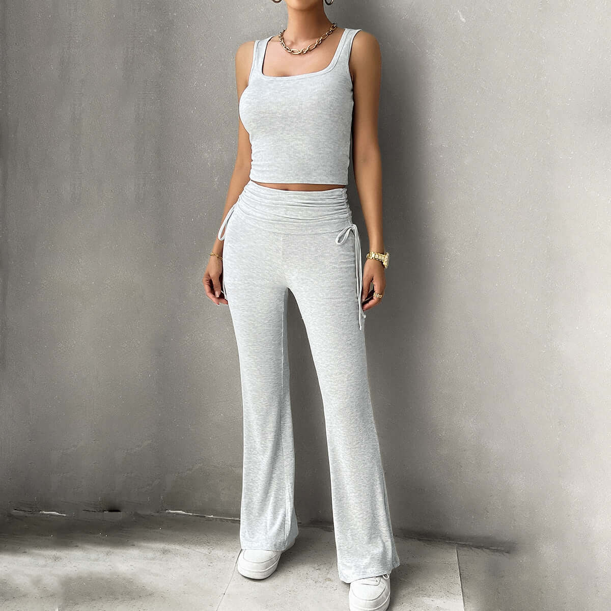 Casual Solid Color Slim Fit Vest Pants Suit eprolo