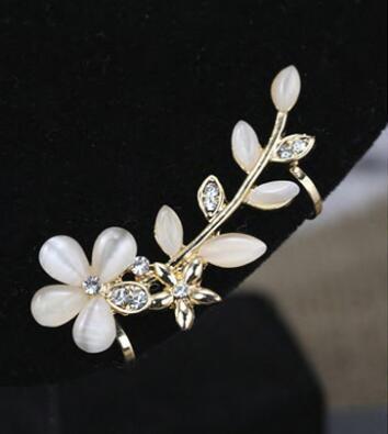 Opal Leaf EarNail Earring Petal Set Diamond Korean Version Ear Bone Ear Clip eprolo