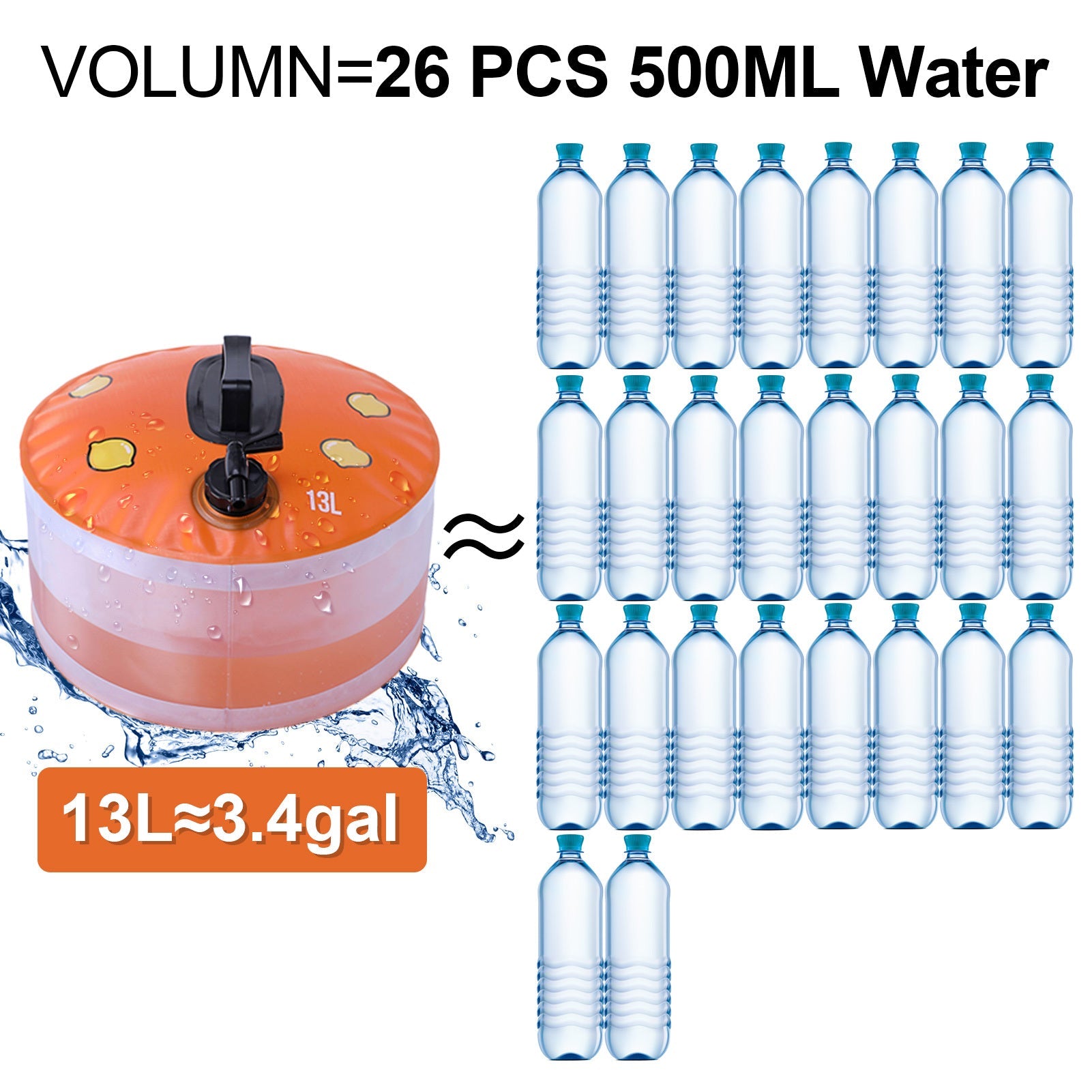 13L Portable Camping Water Bag Outdoor Travel Car Water Storage Equipment Emergency Foldable Water Container Home Living Water Tanks eprolo