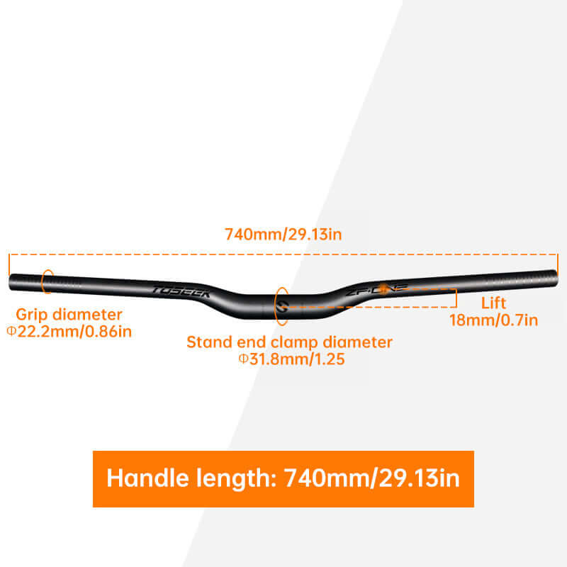 TOSEEK Carbon Fiber MTB Handlebar, 31.8mm, One-piece, Swallow-shaped - Ideal for Mountain Bikes eprolo