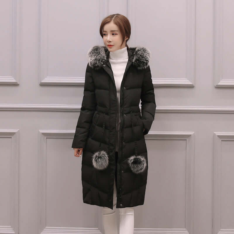 Korean down cotton-padded overcoat for women over the knee eprolo