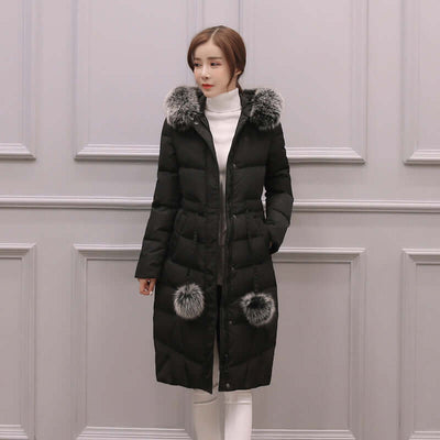 Korean down cotton-padded overcoat for women over the knee eprolo