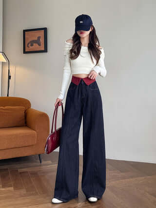 Autumn Loose Straight-leg Pants With High Waist And Wide Legs Dropshipman