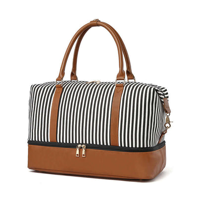 Women's Hand Striped Canvas Duffle Bag eprolo