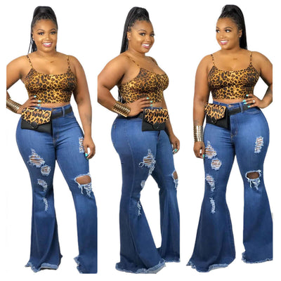 Fashion Knee Ripped Slim Denim Stretch Jeans Dropshipman