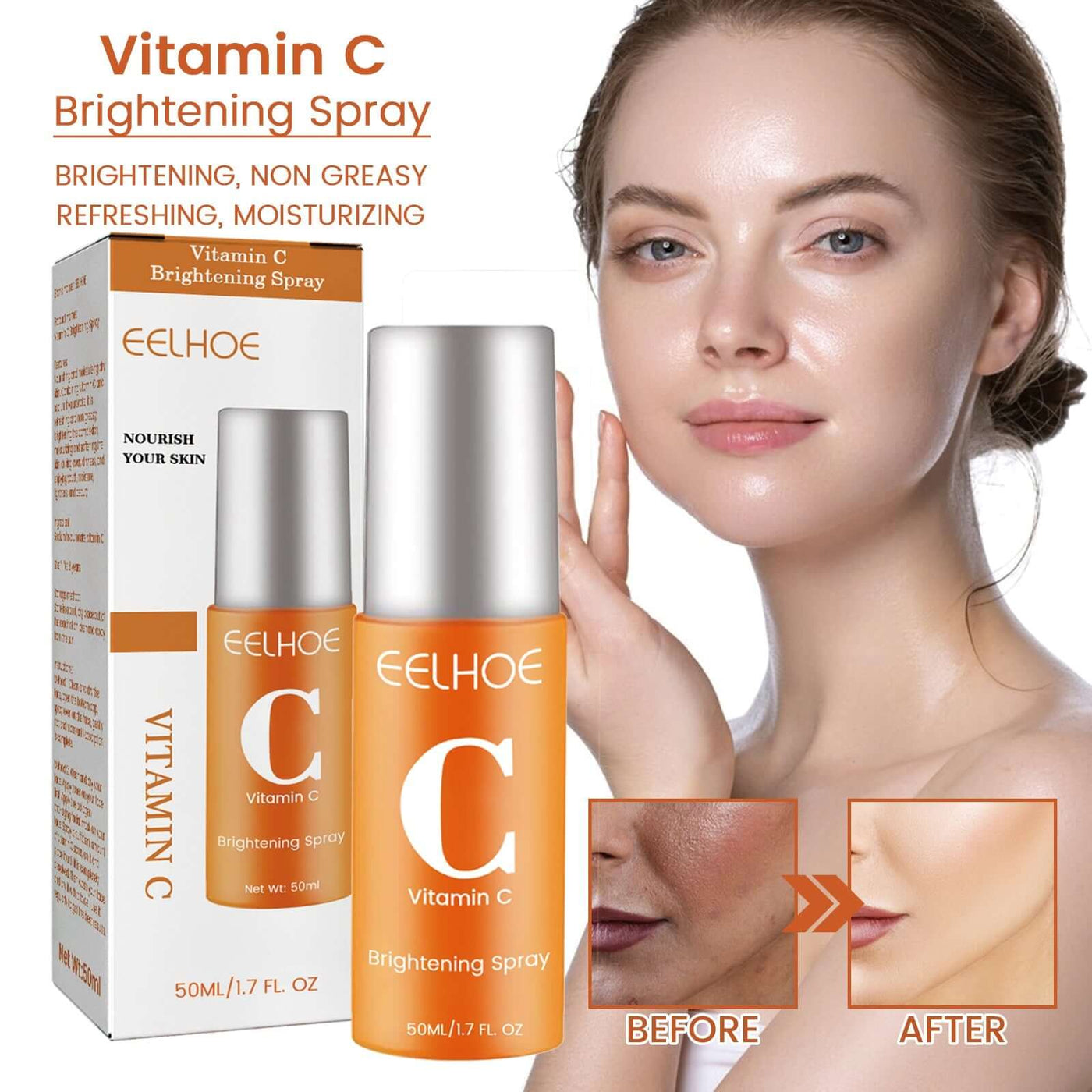 Vitamin C Moisturizing Spray Hydrates And Moisturizes Skin, Lightening Acne Spots And Whitening Spray eprolo