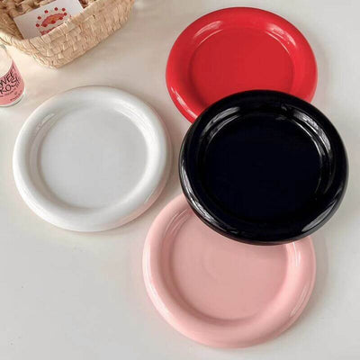Ins - style Round Ceramic Food Plates. Thick - edged, creative Nordic tableware. Ideal for dessert, steak, pasta. eprolo