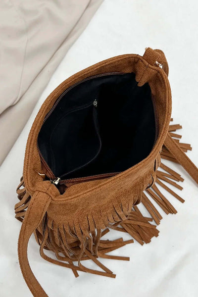Suede Fringe Shoulder Bag eprolo