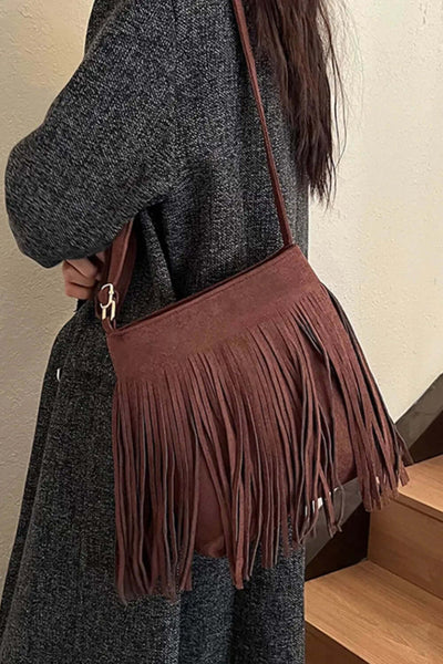 Suede Fringe Shoulder Bag eprolo