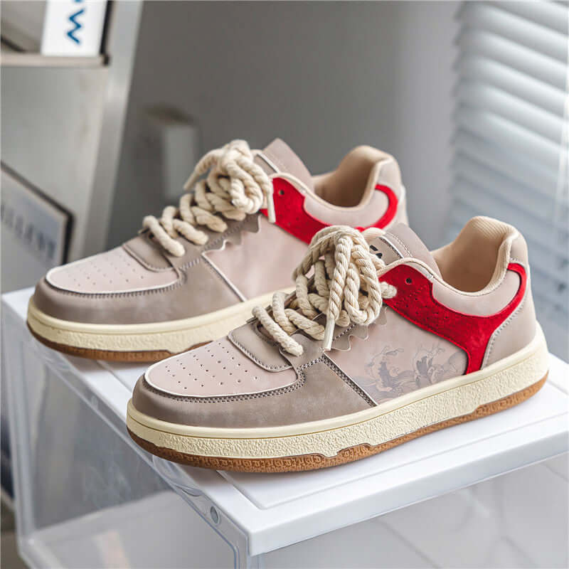 Lace-up Casual Shoes Men Soft Thick Sole Fashion Comfortable Breathable Flats Sneakers Student Platform Outdoor Walking Shoes eprolo