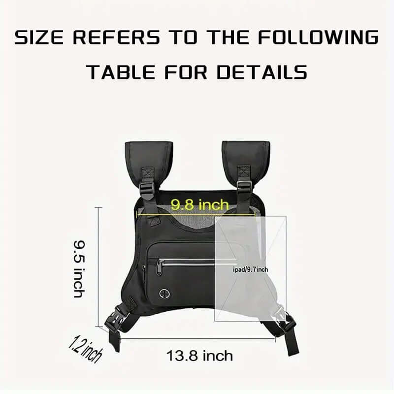 Adjustable reflective chest bag vest with breathable mesh for running and cycling