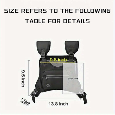 Adjustable reflective chest bag vest with breathable mesh for running and cycling