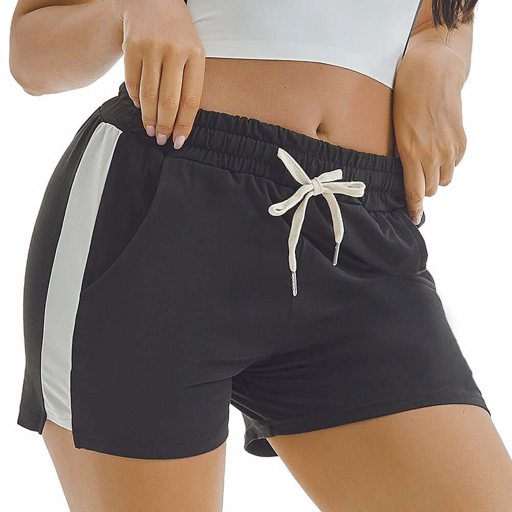 Women's drawstring workout shorts for gym, running, and cycling