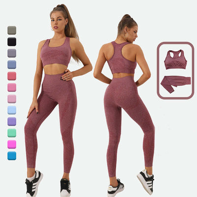 2PCS Seamless Yoga Set Women Tracksuit High Waist Leggings Workout Sportswear Gym Clothing Fitness Crop Top Sports Suits Gym Set eprolo