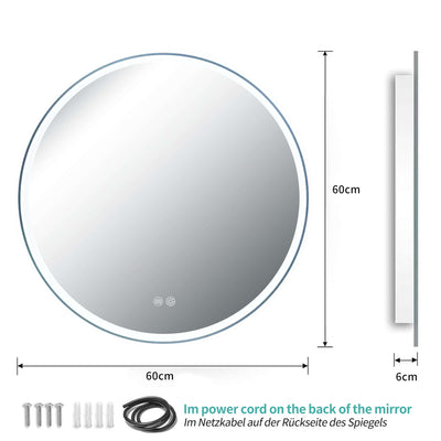 Bathroom Mirror Black Twin Star Dual Light Strip Circular 60cm eprolo