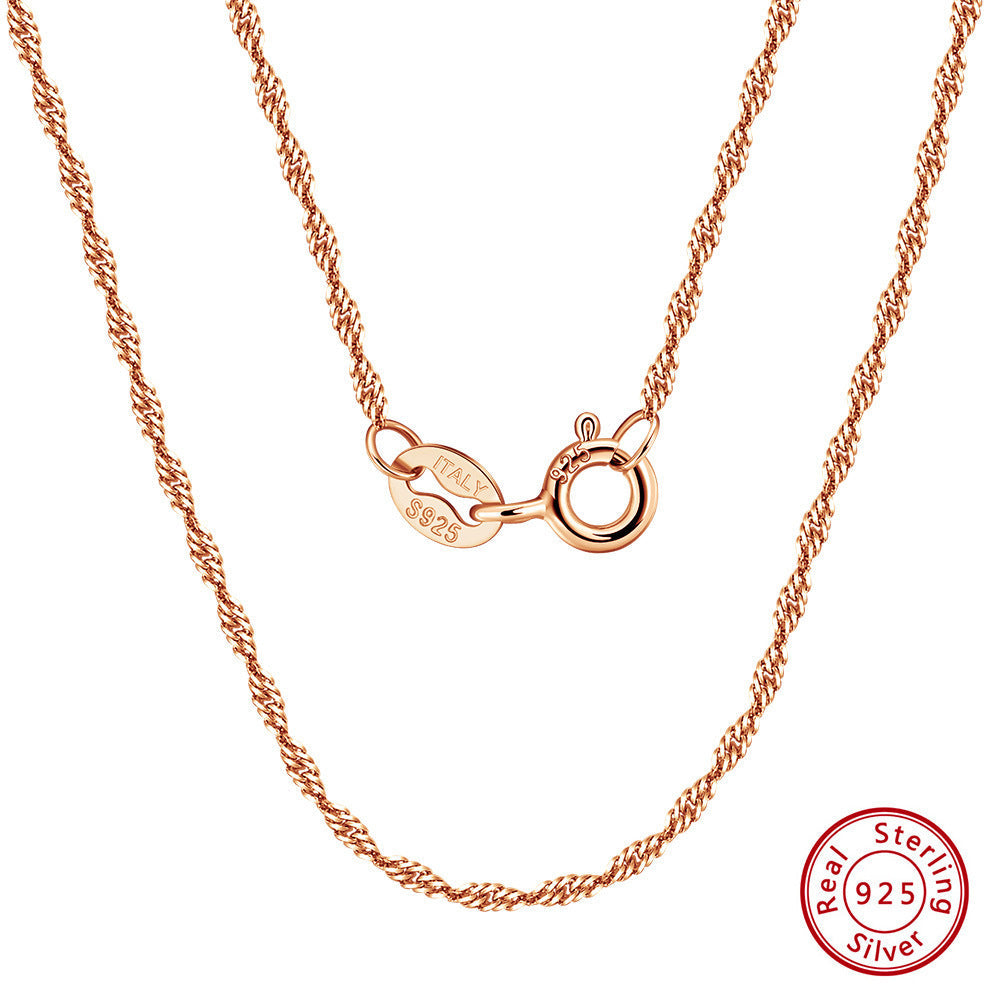 S925 Silver Necklace Water Wave All-match Clavicle Necklace eprolo