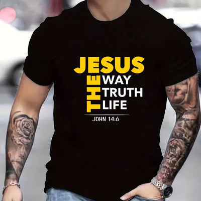 Jesus Print T-shirt, Men's T-shirt, Summer Casual Short Sleeved T-shirt eprolo