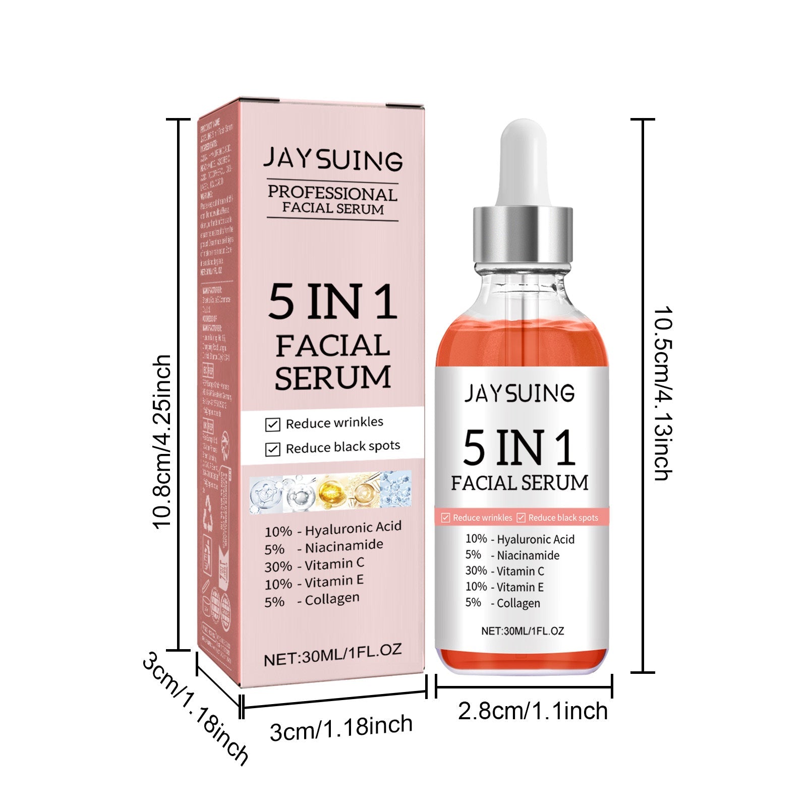 5 In 1 Facial Serum,30 Vitamin C Face Serum,Anti Aging Reduces Wrinkles Hydrating Collagen Facial Serum With Niacinamide,,Hyaluronic Acid, Vitamin E eprolo