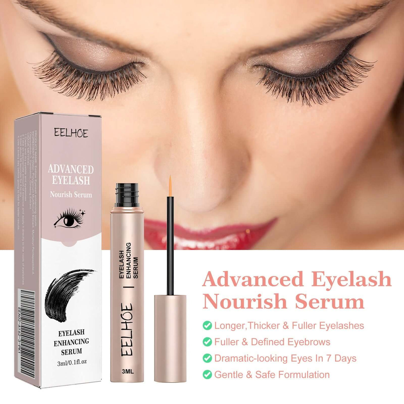 Mascara Natural Seamless Curl Length, Jet Black, Thick, Beautiful Lash Moisturizing Condition eprolo