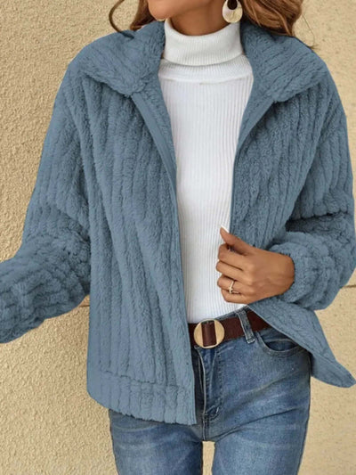 Plush Zip Up Long Sleeve Jacket eprolo