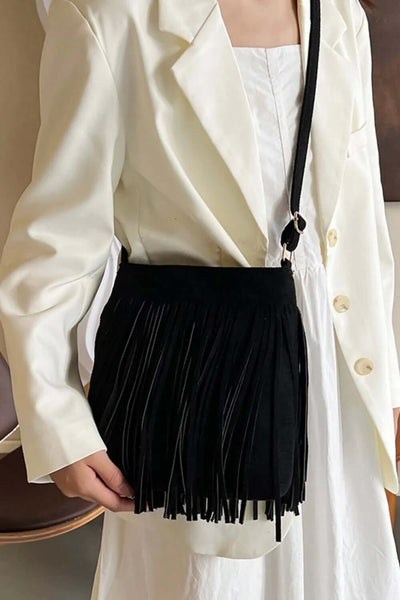 Suede Fringe Shoulder Bag eprolo