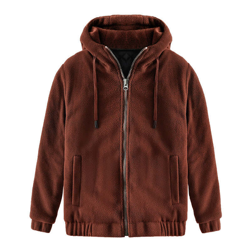 Winter Hooded Cardigan Keep Warm Pure Color Coat Thickened Fluff Sweater eprolo