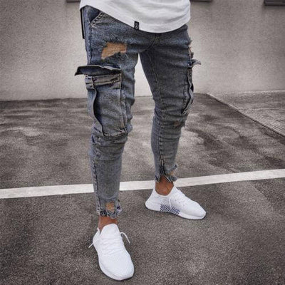 Cargo Hole Denim Jeans Men eprolo
