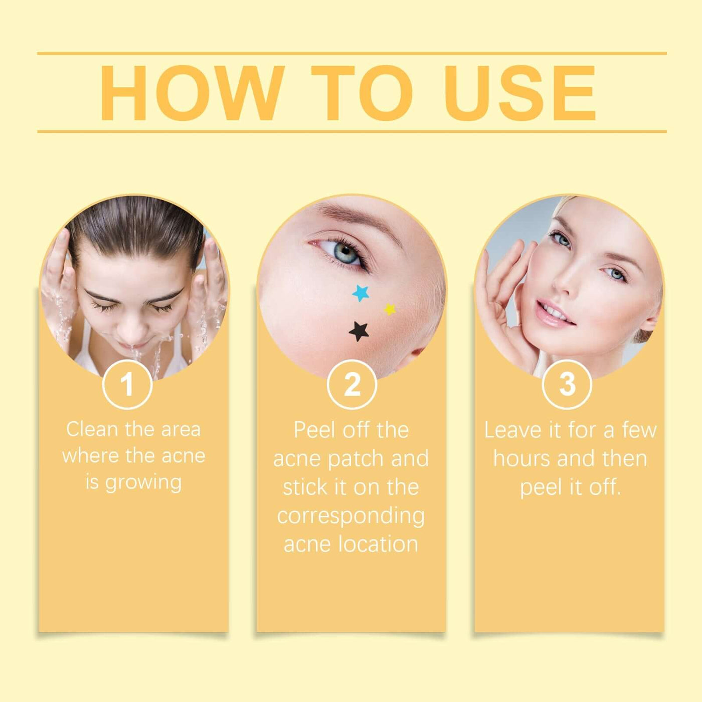 Stars Acne Patch, Reduce Acne Acne Print Clean Face Closed Mouth Acne Portable Cartoon Acne Patch eprolo