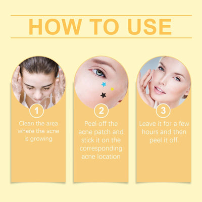 Stars Acne Patch, Reduce Acne Acne Print Clean Face Closed Mouth Acne Portable Cartoon Acne Patch eprolo