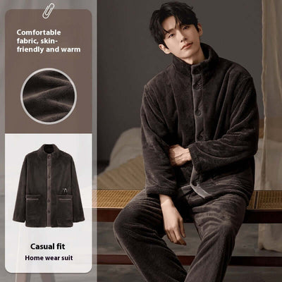 Men's Pajamas Plus Size Long Sleeve Warm Loungewear Suit eprolo