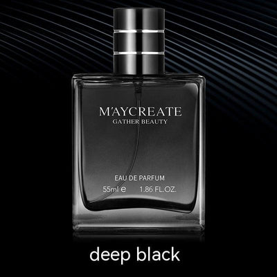 55ml deep black men's perfume in elegant glass bottle with sleek design for long-lasting fragrance.