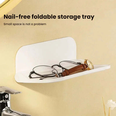 New Foldable Punch - Free Wall - mounted Plastic Floating Shelf for Bathroom and Toilet, Ideal for Towel and Clothes Storage eprolo