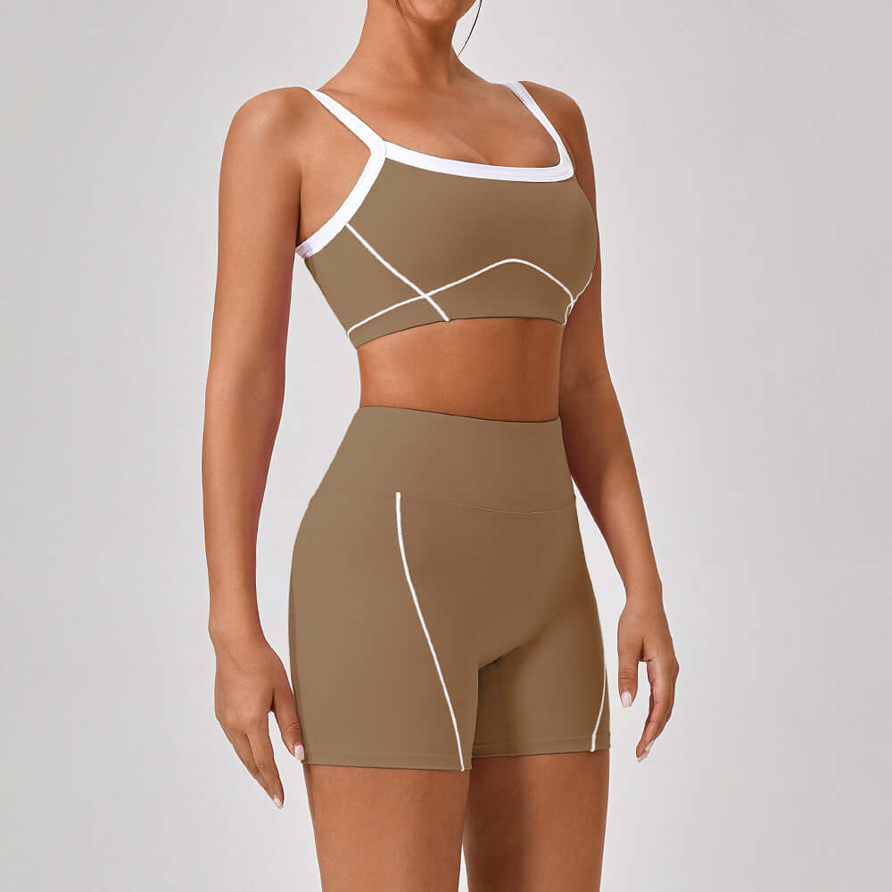 Outdoor Sports Yoga Suits Women's Spaghetti Strap Contrast Color Fitness Set Outfits eprolo