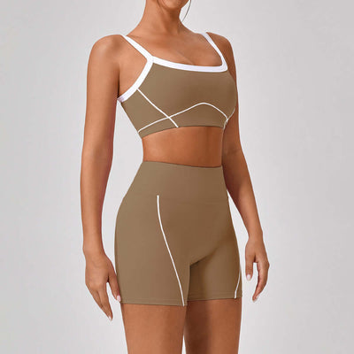 Outdoor Sports Yoga Suits Women's Spaghetti Strap Contrast Color Fitness Set Outfits eprolo