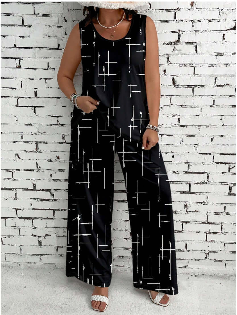 Trendy fashion suit for women with wide-leg trousers