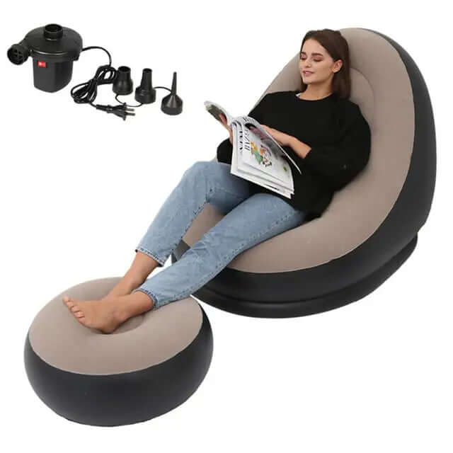 Inflatable Air Mattress Lazy Sofa Deck Chair Comfortable Leg Stool Rest Single Beanbag for home and Outdoor Use eprolo